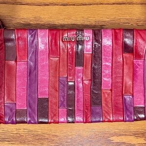 Miu Miu Colorblock Leather Wristlet Clutch